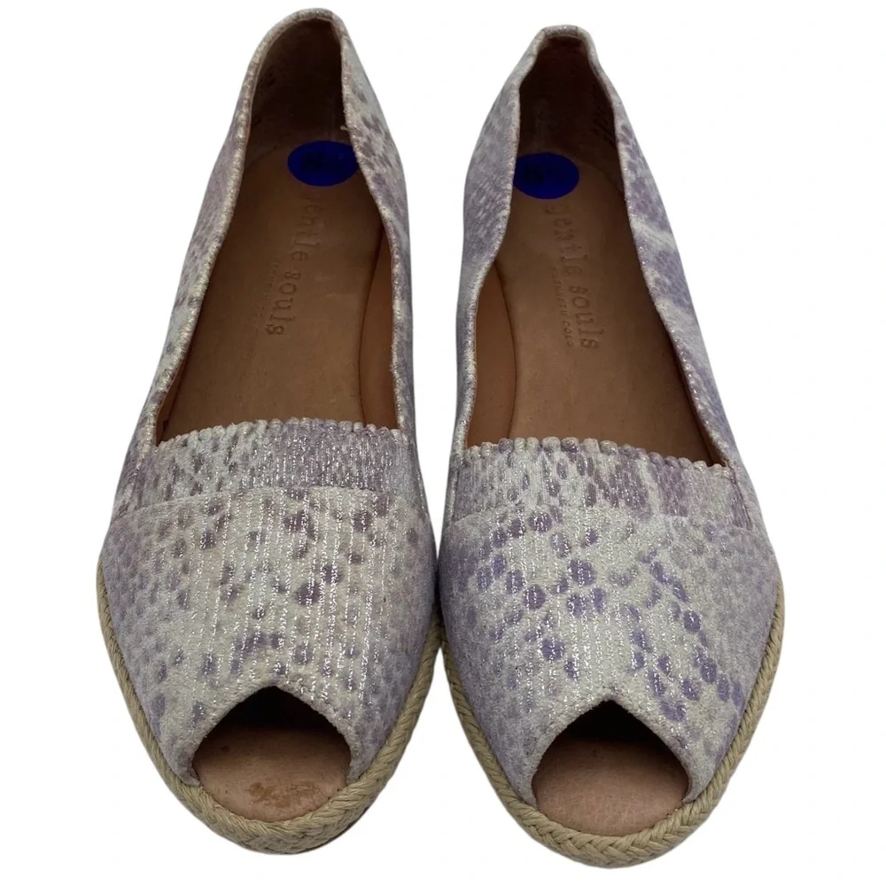 Gentle Souls Womens Shoes Lissa Espadrille 8.5 Purple White Slip On Cushioned